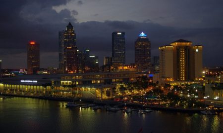 Tampa Bay Florida Skyline At Night
