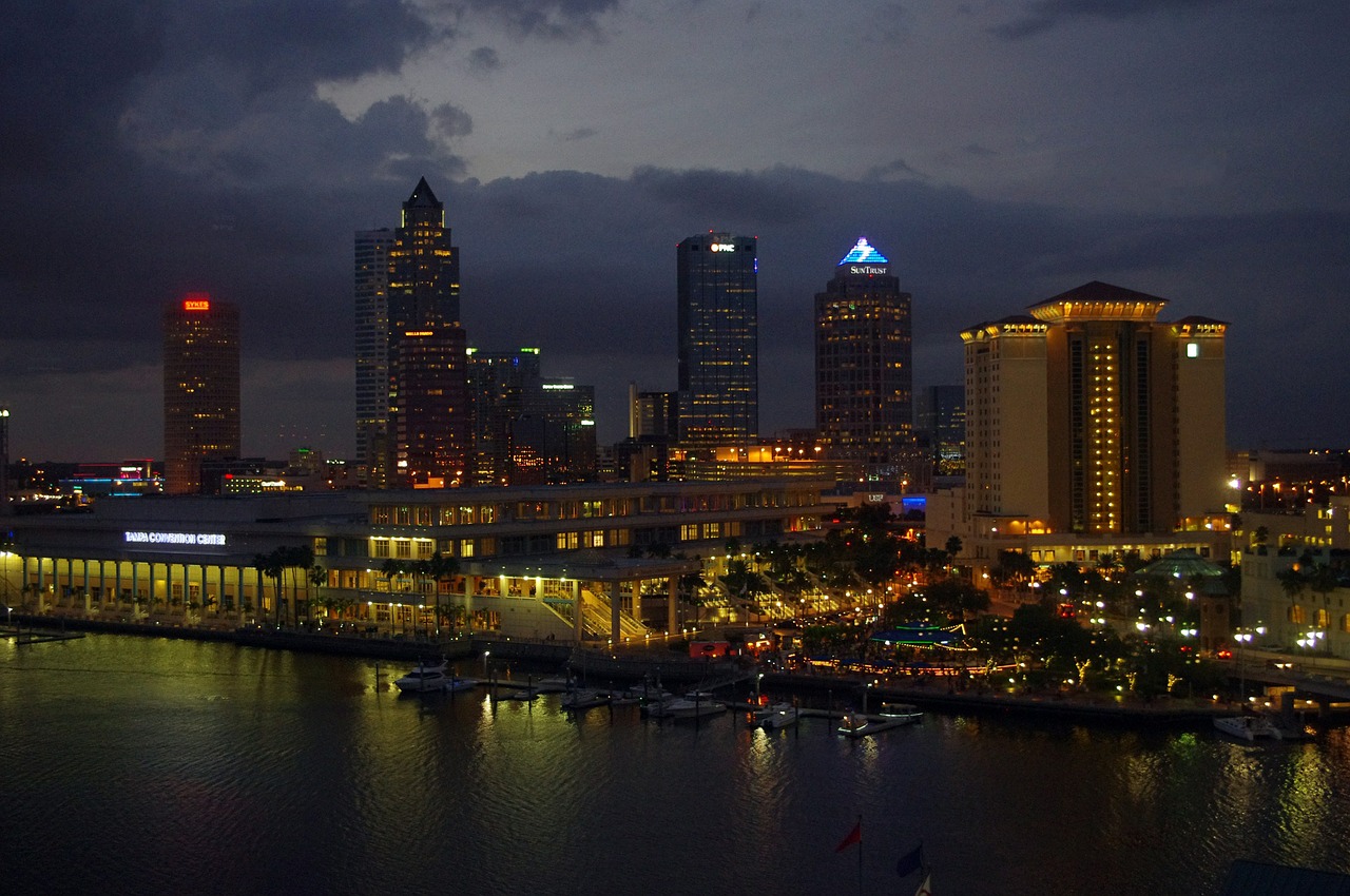 Tampa Bay Florida Skyline At Night