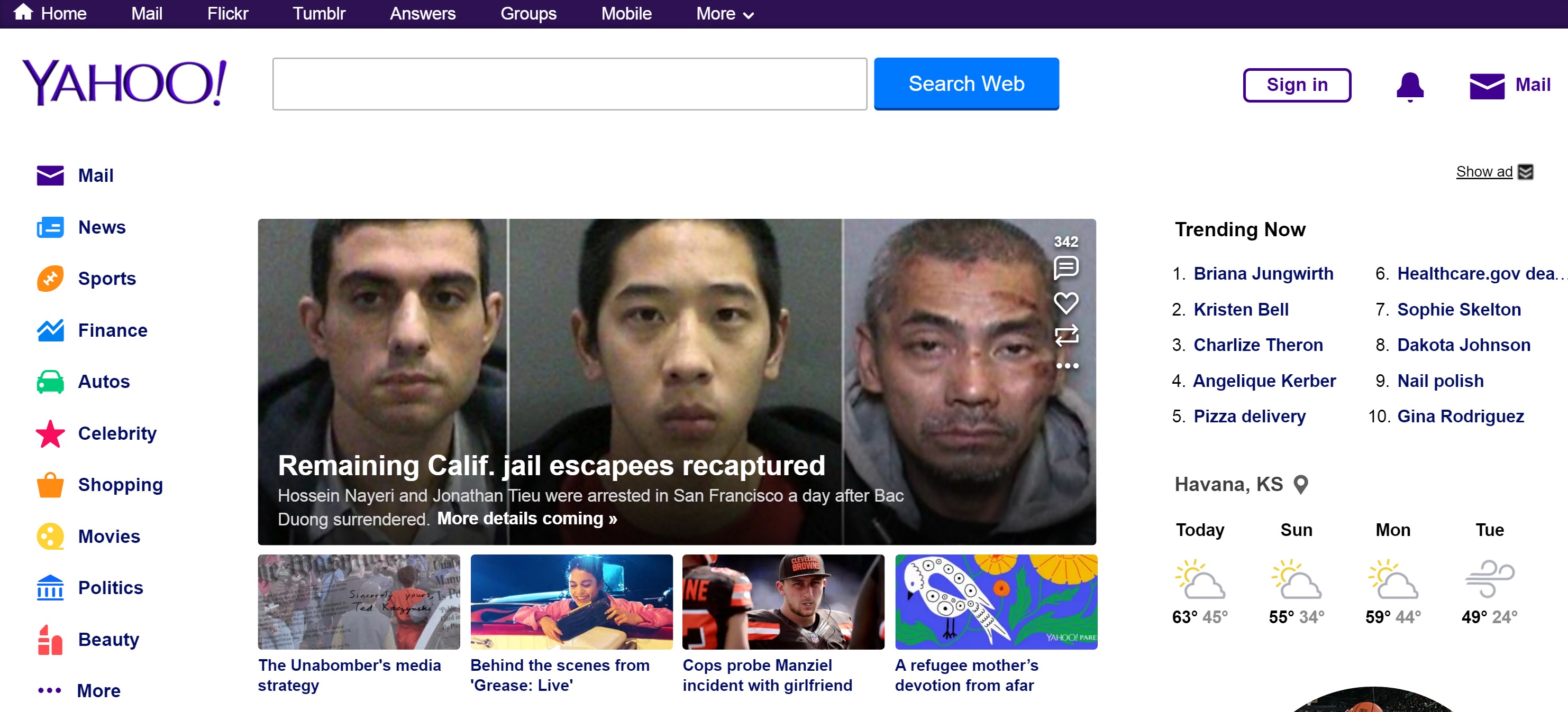 Updated Yahoo.com Homepage