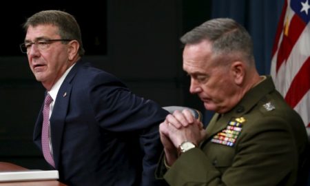 Defense Secretary Ash Carter and Joint Chiefs Chairman Marine Gen. Joseph Dunford hold a news conference